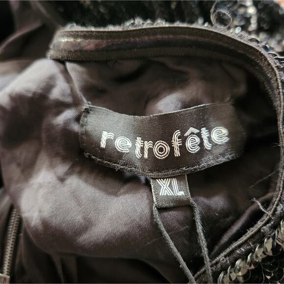 Retrofete Ella Sequin Dress Black One Shoulder Size XL NWT Sleeveless Mini - Picture 9 of 12